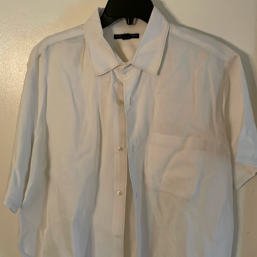 Banana Republic short sleeve linen shirt XL white
